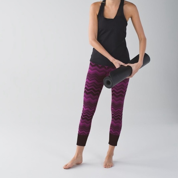 Lululemon Ebb To Street Ankle Pant Heathered Regal Plum Chevron Print Size 4 - Picture 1 of 10